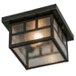 Meyda Lighting Hyde Park 14" Craftsman Brown Double Bar Mission Flush Mount Light With Clear Seeded Shade Glass