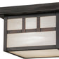 Meyda Lighting Hyde Park 14" Craftsman Brown Double Bar Mission Flush Mount Light With White Art Shade Glass