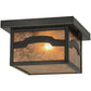 Meyda Lighting Hyde Park 14" Craftsman Brown Mountain View Flush Mount Light With Silver Mica Shade Glass