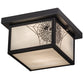 Meyda Lighting Hyde Park 14" Craftsman Brown Spider Web Flush Mount Light With White Art Shade Glass