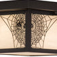 Meyda Lighting Hyde Park 14" Craftsman Brown Spider Web Flush Mount Light With White Art Shade Glass