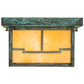 Meyda Lighting Hyde Park 14" Verdigris Valley View Flush Mount Light With Beige Iridescent Shade Glass