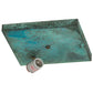 Meyda Lighting Hyde Park 14" Verdigris Valley View Flush Mount Light With Beige Iridescent Shade Glass