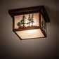 Meyda Lighting Hyde Park 14" Vintage Copper & Green Trees Tall Pines Flush Mount Light With Clear Seeded Shade Glass