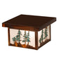 Meyda Lighting Hyde Park 14" Vintage Copper & Green Trees Tall Pines Flush Mount Light With Clear Seeded Shade Glass