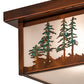 Meyda Lighting Hyde Park 14" Vintage Copper & Green Trees Tall Pines Flush Mount Light With Clear Seeded Shade Glass