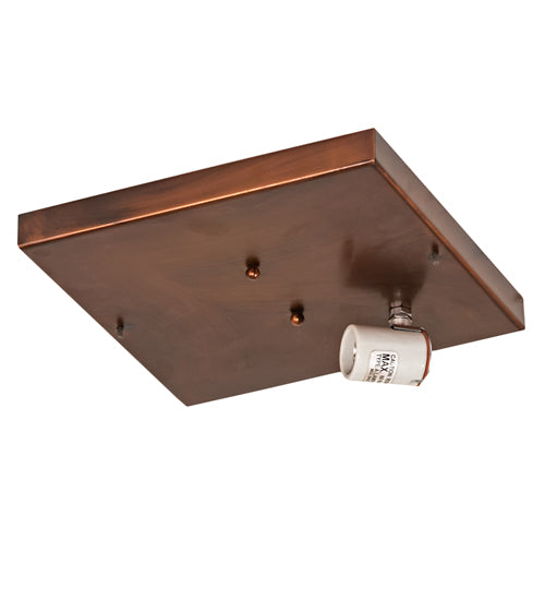 Meyda Lighting Hyde Park 14" Vintage Copper & Green Trees Tall Pines Flush Mount Light With Clear Seeded Shade Glass