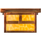 Meyda Lighting Hyde Park 14" Vintage Copper "T" Mission Flush Mount Light With Beige Art Shade Glass