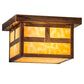 Meyda Lighting Hyde Park 14" Vintage Copper "T" Mission Flush Mount Light With Beige Art Shade Glass