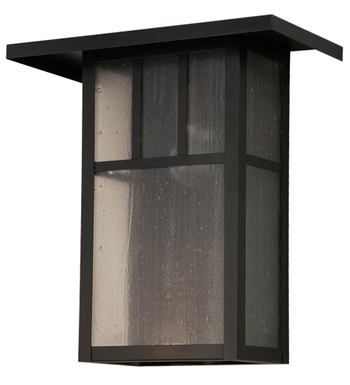 Meyda Lighting Hyde Park 15" Craftsman Brown Double Bar Mission Wall Sconce With Frosted Seeded Shade Glass