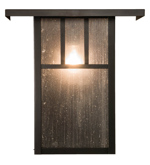 Meyda Lighting Hyde Park 15" Craftsman Brown Double Bar Mission Wall Sconce With Frosted Seeded Shade Glass