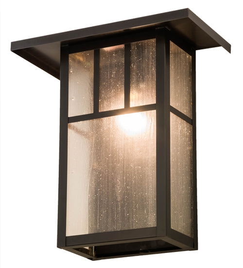 Meyda Lighting Hyde Park 15" Craftsman Brown Double Bar Mission Wall Sconce With Frosted Seeded Shade Glass