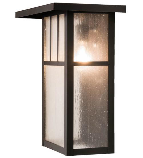 Meyda Lighting Hyde Park 15" Craftsman Brown Double Bar Mission Wall Sconce With Frosted Seeded Shade Glass