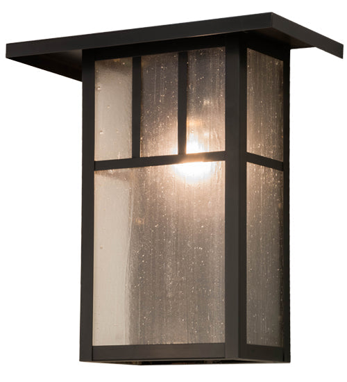 Meyda Lighting Hyde Park 15" Craftsman Brown Double Bar Mission Wall Sconce With Frosted Seeded Shade Glass