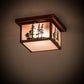 Meyda Lighting Hyde Park 15" Vintage Copper Tall Pines Flush Mount Light With Frosted Seeded Art Shade Glass