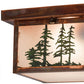 Meyda Lighting Hyde Park 15" Vintage Copper Tall Pines Flush Mount Light With Frosted Seeded Art Shade Glass