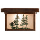 Meyda Lighting Hyde Park 15" Vintage Copper Tall Pines Flush Mount Light With Frosted Seeded Art Shade Glass