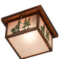 Meyda Lighting Hyde Park 15" Vintage Copper Tall Pines Flush Mount Light With Frosted Seeded Art Shade Glass