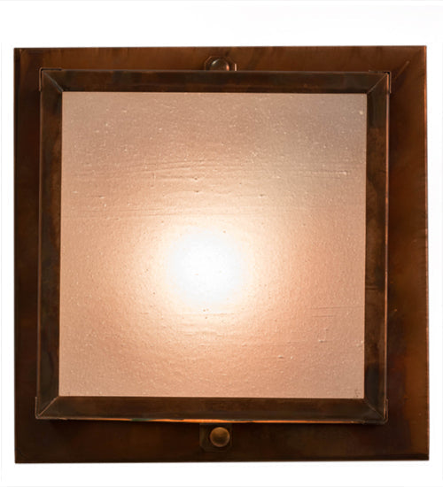 Meyda Lighting Hyde Park 15" Vintage Copper Tall Pines Flush Mount Light With Frosted Seeded Art Shade Glass