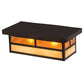Meyda Lighting Hyde Park 16" 2-Light Craftsman Brown "T" Mission Island Flush Mount Light With Beige Iridescent & Amber Mica Shade Glass