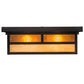 Meyda Lighting Hyde Park 16" 2-Light Craftsman Brown "T" Mission Island Flush Mount Light With Beige Iridescent & Amber Mica Shade Glass