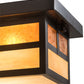 Meyda Lighting Hyde Park 16" 2-Light Craftsman Brown "T" Mission Island Flush Mount Light With Beige Iridescent & Amber Mica Shade Glass