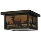 Meyda Lighting Hyde Park 17" 2-Light Antique Brass Deer Creek Flush Mount Light With Beige Iridescent Shade Glass