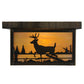 Meyda Lighting Hyde Park 17" 2-Light Antique Brass Deer Creek Flush Mount Light With Beige Iridescent Shade Glass
