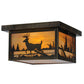 Meyda Lighting Hyde Park 17" 2-Light Antique Brass Deer Creek Flush Mount Light With Beige Iridescent Shade Glass