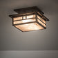 Meyda Lighting Hyde Park 17" 2-Light Antique Copper Double Bar Mission Flush Mount Light With Silver Mica Shade Glass