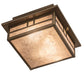 Meyda Lighting Hyde Park 17" 2-Light Antique Copper Double Bar Mission Flush Mount Light With Silver Mica Shade Glass