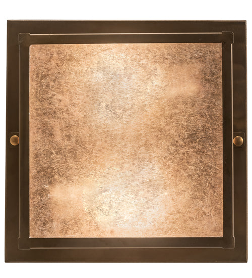 Meyda Lighting Hyde Park 17" 2-Light Antique Copper Double Bar Mission Flush Mount Light With Silver Mica Shade Glass