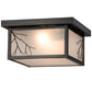 Meyda Lighting Hyde Park 17" 2-Light Craftsman Brown Branches Flush Mount Light With Frosted Seeded Shade Glass