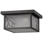 Meyda Lighting Hyde Park 17" 2-Light Craftsman Brown Branches Flush Mount Light With Frosted Seeded Shade Glass