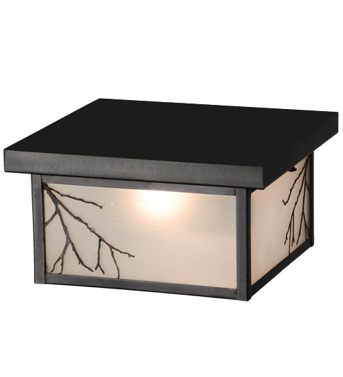 Meyda Lighting Hyde Park 17" 2-Light Craftsman Brown Branches Flush Mount Light With Frosted Seeded Shade Glass