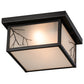 Meyda Lighting Hyde Park 17" 2-Light Craftsman Brown Branches Flush Mount Light With Frosted Seeded Shade Glass