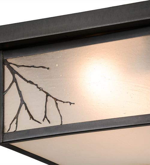 Meyda Lighting Hyde Park 17" 2-Light Craftsman Brown Branches Flush Mount Light With Frosted Seeded Shade Glass