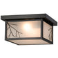 Meyda Lighting Hyde Park 17" 2-Light Craftsman Brown Branches Flush Mount Light With Frosted Seeded Shade Glass
