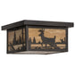 Meyda Lighting Hyde Park 17" 2-Light Craftsman Brown Deer Creek Flush Mount Light With Beige Art Shade Glasss