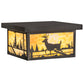 Meyda Lighting Hyde Park 17" 2-Light Craftsman Brown Deer Creek Flush Mount Light With Beige Art Shade Glasss