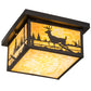 Meyda Lighting Hyde Park 17" 2-Light Craftsman Brown Deer Creek Flush Mount Light With Beige Art Shade Glasss