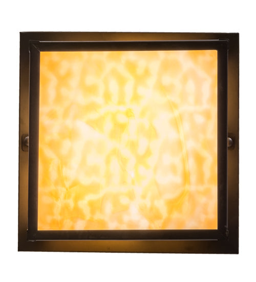 Meyda Lighting Hyde Park 17" 2-Light Craftsman Brown Deer Creek Flush Mount Light With Beige Art Shade Glasss