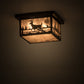 Meyda Lighting Hyde Park 17" 2-Light Craftsman Brown Deer Creek Flush Mount Light With Silver Mica Shade Glass
