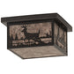 Meyda Lighting Hyde Park 17" 2-Light Craftsman Brown Deer Creek Flush Mount Light With Silver Mica Shade Glass