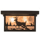 Meyda Lighting Hyde Park 17" 2-Light Craftsman Brown Deer Creek Flush Mount Light With Silver Mica Shade Glass