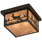 Meyda Lighting Hyde Park 17" 2-Light Craftsman Brown Deer Creek Flush Mount Light With Silver Mica Shade Glass