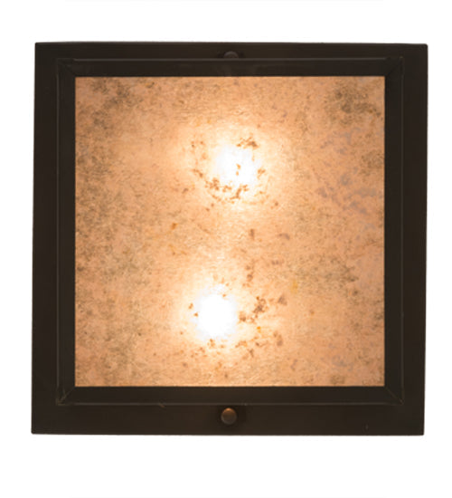 Meyda Lighting Hyde Park 17" 2-Light Craftsman Brown Deer Creek Flush Mount Light With Silver Mica Shade Glass