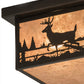 Meyda Lighting Hyde Park 17" 2-Light Craftsman Brown Deer Creek Flush Mount Light With Silver Mica Shade Glass