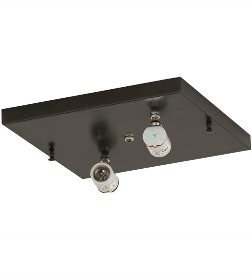 Meyda Lighting Hyde Park 17" 2-Light Craftsman Brown Deer Creek Flush Mount Light With Silver Mica Shade Glass