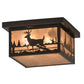 Meyda Lighting Hyde Park 17" 2-Light Craftsman Brown Deer Creek Flush Mount Light With Silver Mica Shade Glass